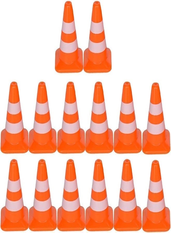 Mozff 14Pcs Miniature Traffic Cones for Dollhouse, Plastic Road Sign Educational Construction Model - Image 1